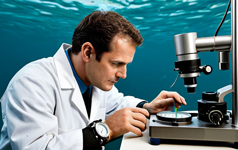 전문 다이버를 위한 시계 추천 - Watch Durability Test**
"A fully clothed professional technician in a lab coat, examining a diver's...