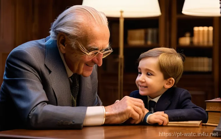 스위스 명품 시계 브랜드 TOP 5 - **"A heartwarming scene of intergenerational connection. An elegantly dressed grandfather, with kind...