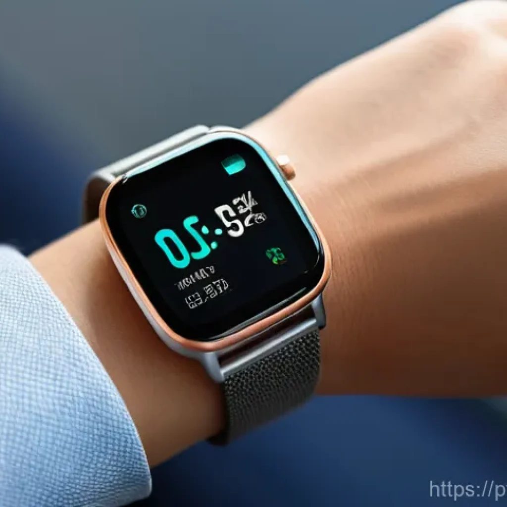스마트워치 체온 측정 정확도 - **Prompt:** "A close-up shot of a diverse person's wrist wearing a sleek, modern smartwatch. The wat...