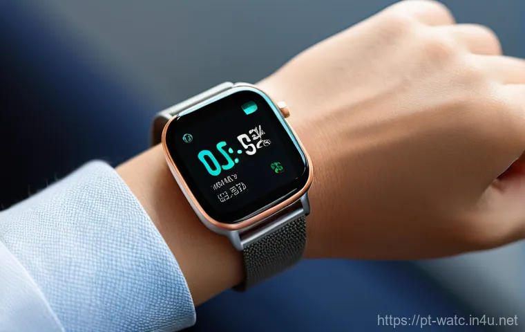 스마트워치 체온 측정 정확도 - **Prompt:** "A close-up shot of a diverse person's wrist wearing a sleek, modern smartwatch. The wat...