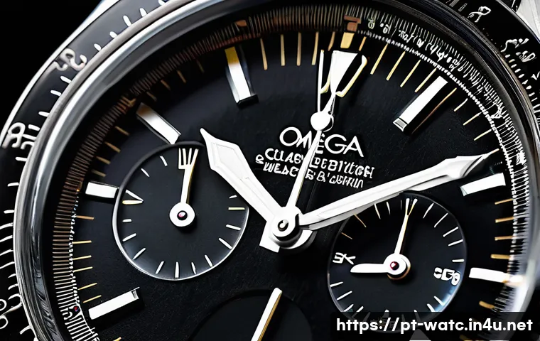 오메가 문워치와 스피드마스터 차이 - A highly detailed close-up of the Omega Speedmaster Moonwatch, showcasing its classic 1960s design w...